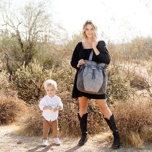 Petunia Pickle Bottom Cinch Backpack Diaper Bag in Pewter Leatherette